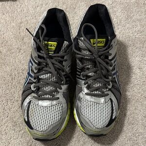 Asics Silver and Black Athletic Shoes